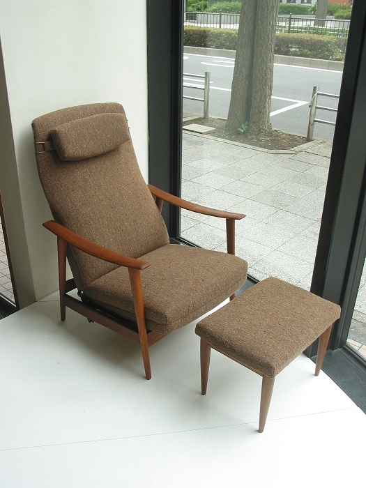 【セール 登場から人気沸騰】 ハイバックチェア オットマン / 北欧家具 ダニッシュ デンマーク 1人掛けソファ