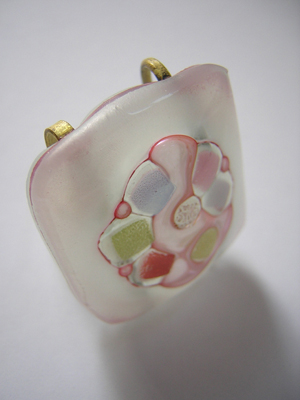 Higgins Studio Glass Ring (clear pink)