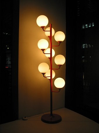 70's Glass Shade Redstand Lamp