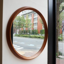 solid teak round mirror / ラウンドミラー ビンテージ北欧家具