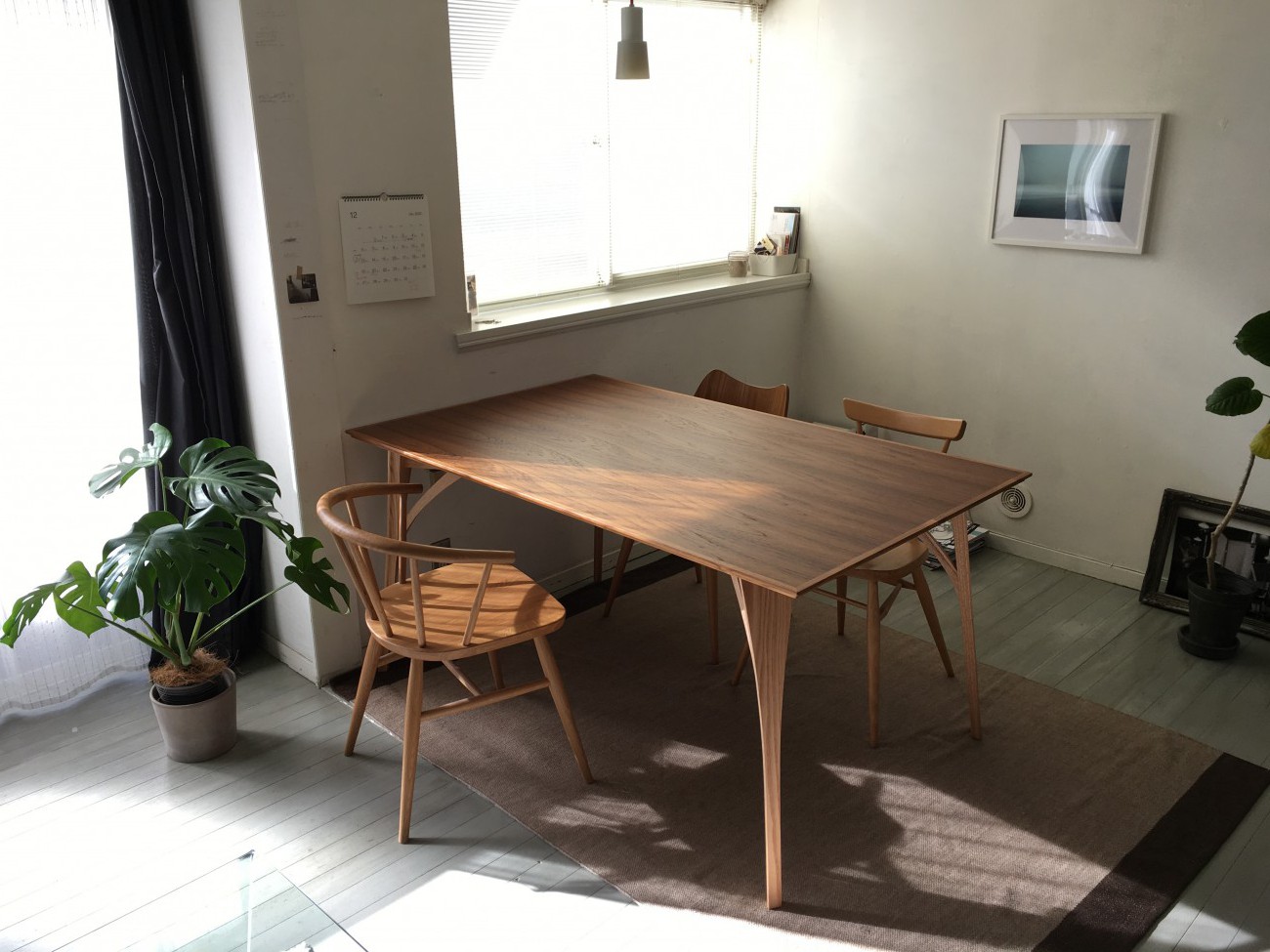 DECO-BOCO Original Dining table Desk / デコボコ オリジナルダイニングテーブル デスク チーク×オーク（オーダー コンパクト デスク）150cm