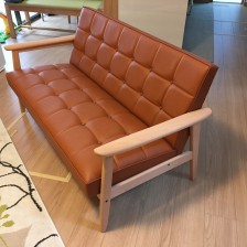 カリモク60 Kチェア2シーター　リーベルブラウン×ピュアビーチ（パターンオーダー品）のお届け