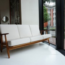 Hans J.Wegner GE240 3 sofa Teak×Oak GETAMA / ハンス・ウェグナーデザイン ゲタマ社製 ビンテージ ソファ チーク材×オーク材　リネン100％