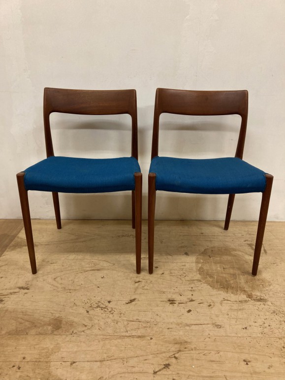 J.L.Moller　N.O.Moller No.77 Chair Teak / J.L.モラー ニールス・O・モラー チーク ダイニングチェア　/ stock2108-23（メンテナンス前）ビンテージ北欧家具