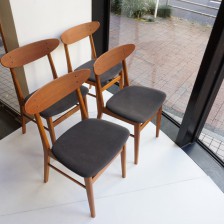 Teak×Beech Dining chair 4脚セット ビンテージ北欧家具