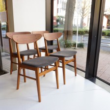 Teak×Beech Dining chair 4脚セット ビンテージ北欧家具