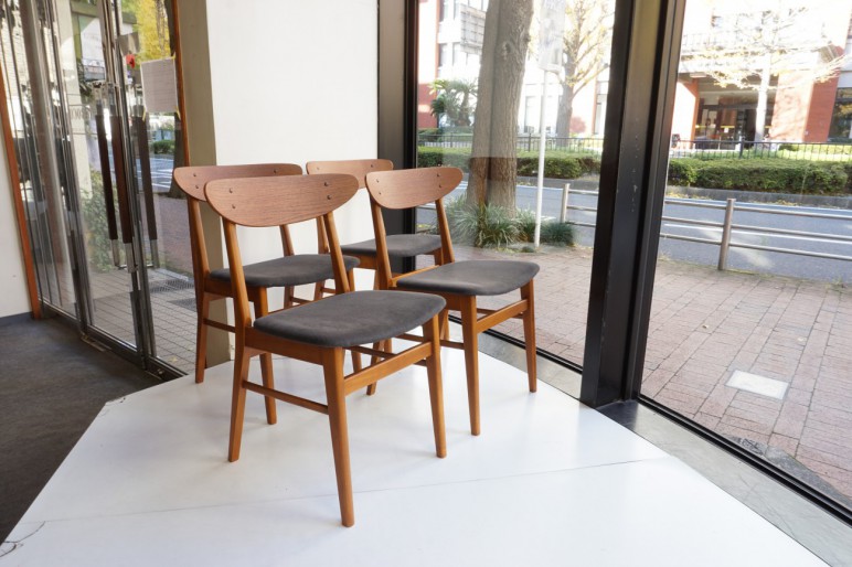 Teak×Beech dining chair 4pset / ダイニングチェア チーク×ビーチ 4脚 ...