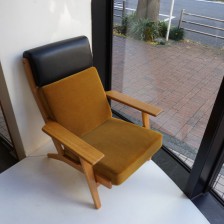 Hans J.Wegner GE290A sofa oak GETAMA mohair×leather  / ハンス・ウェグナー ハイバックソファ オーク ゲタマ モヘア×レザー（本革） ビンテージ北欧家具