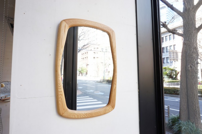 Oak mirror / オーク無垢材 ミラー ビンテージ北欧家具